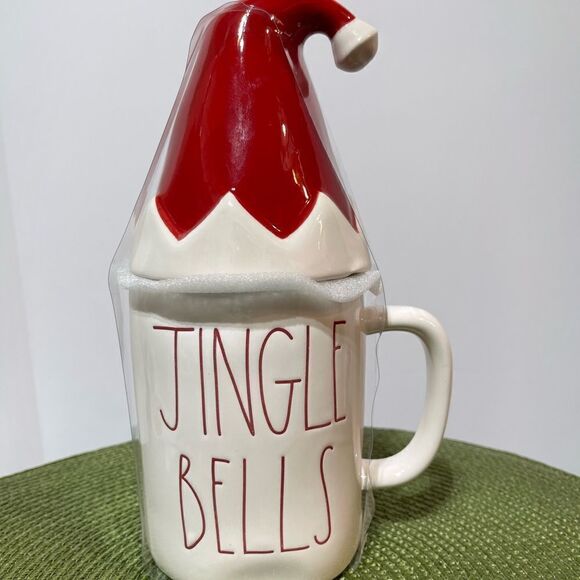 Rae Dunn Jingle Bells Mug with Topper NWT - Picture 4 of 7